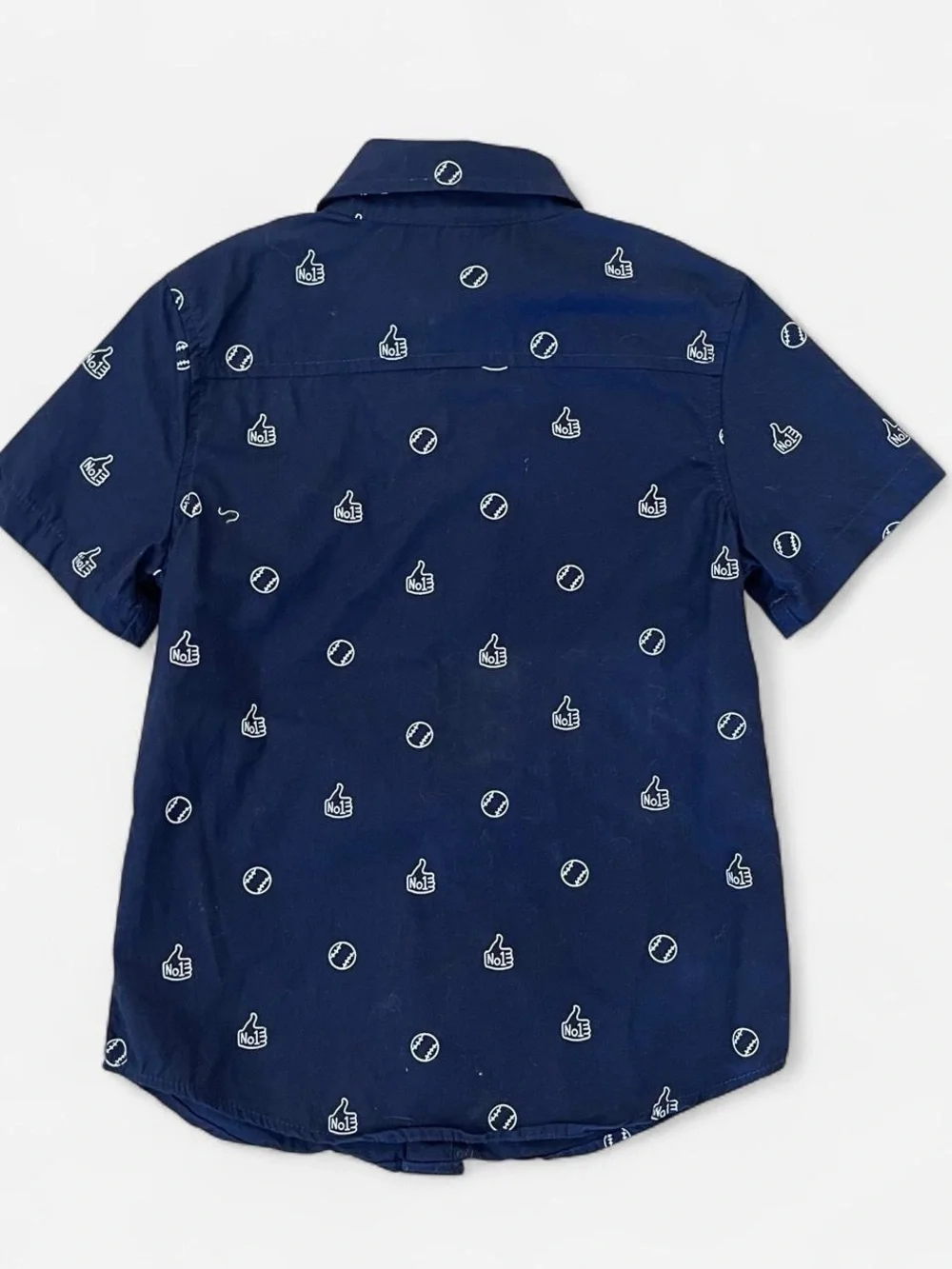 Gymboree Navy Short-Sleeve Button-Down Shirt with Baseballs